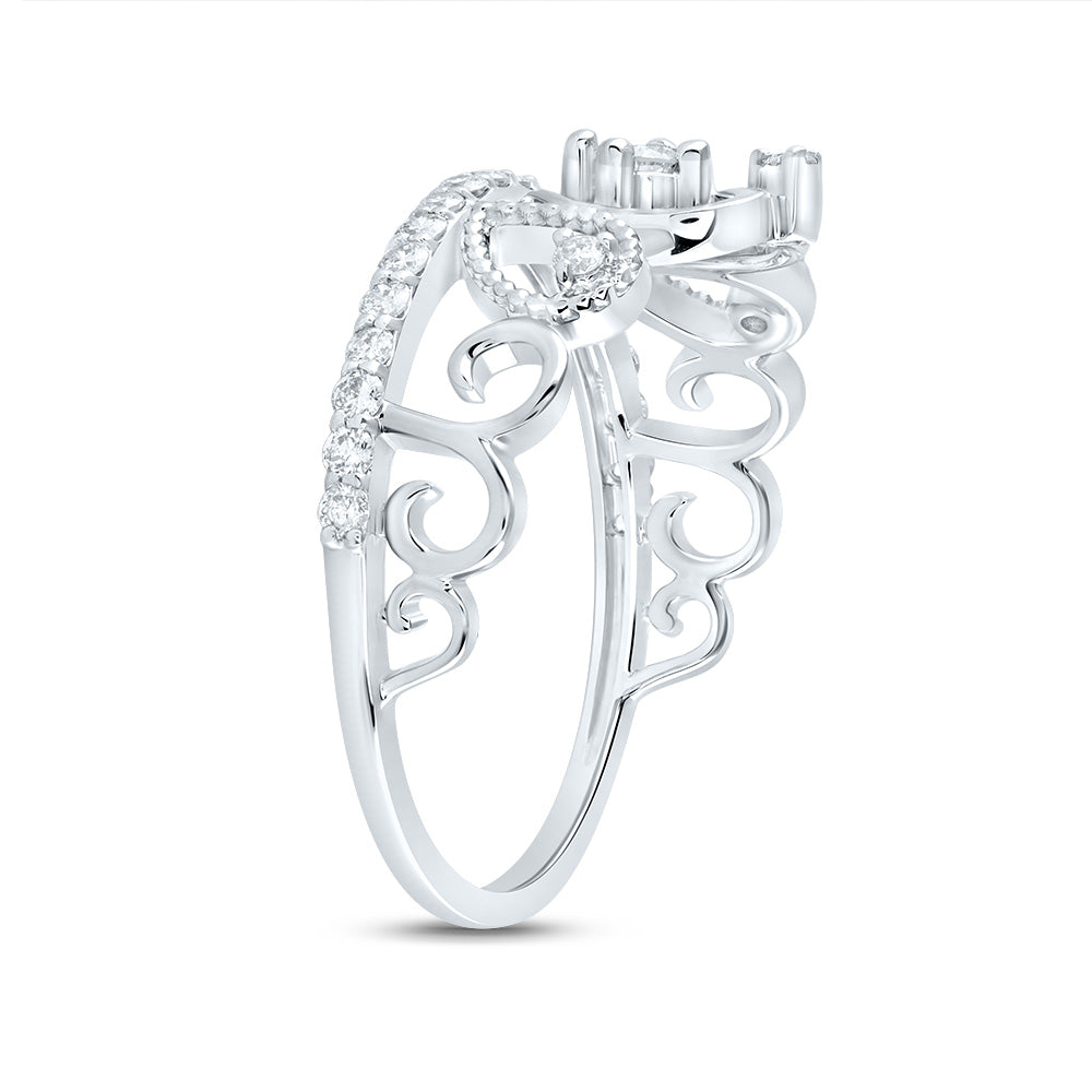 14K Yellow or White Gold 3/8 Ctw Natural Diamond Fashion Crown Ring, Womens Size: 5-9