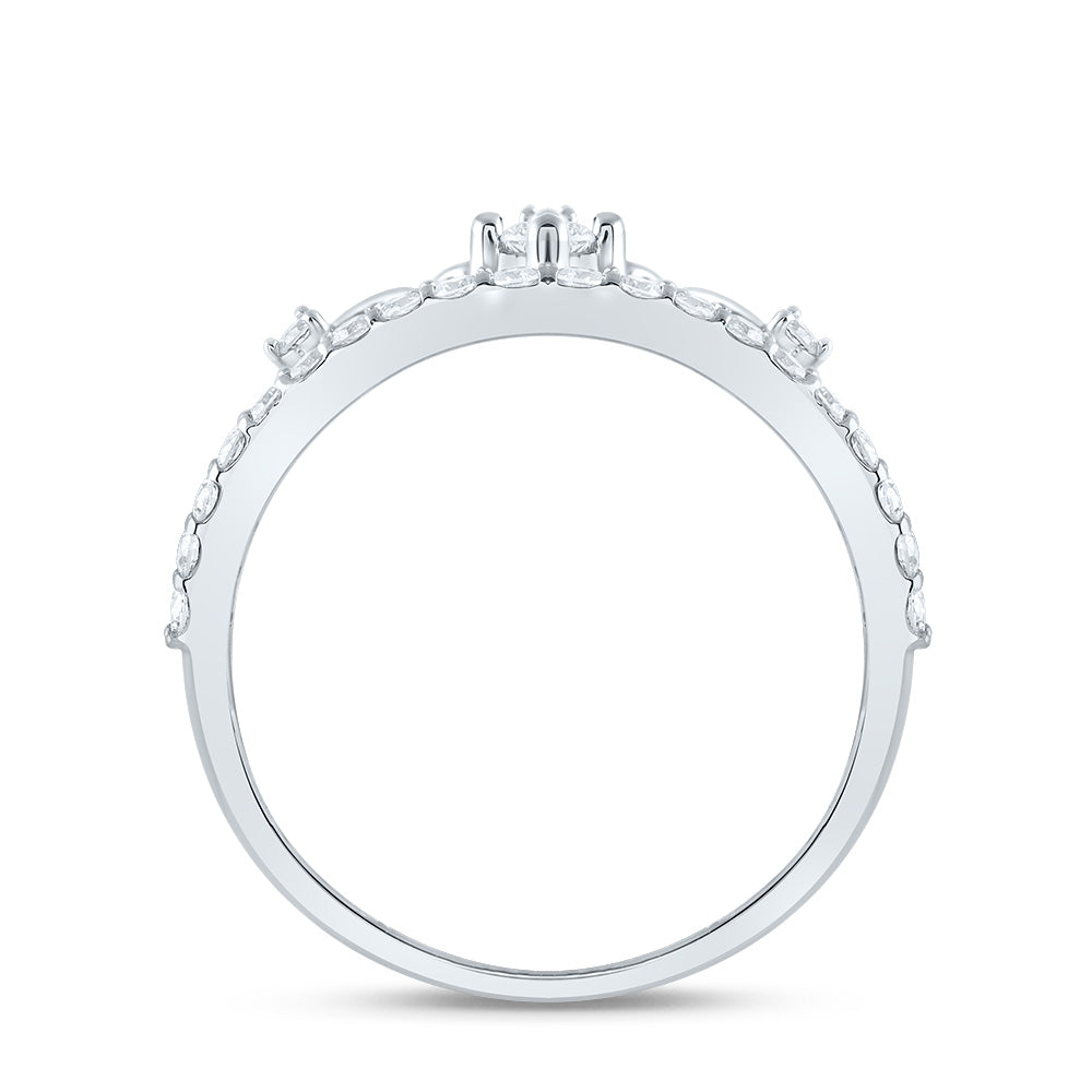 14K Yellow or White Gold 3/8 Ctw Natural Diamond Fashion Crown Ring, Womens Size: 5-9