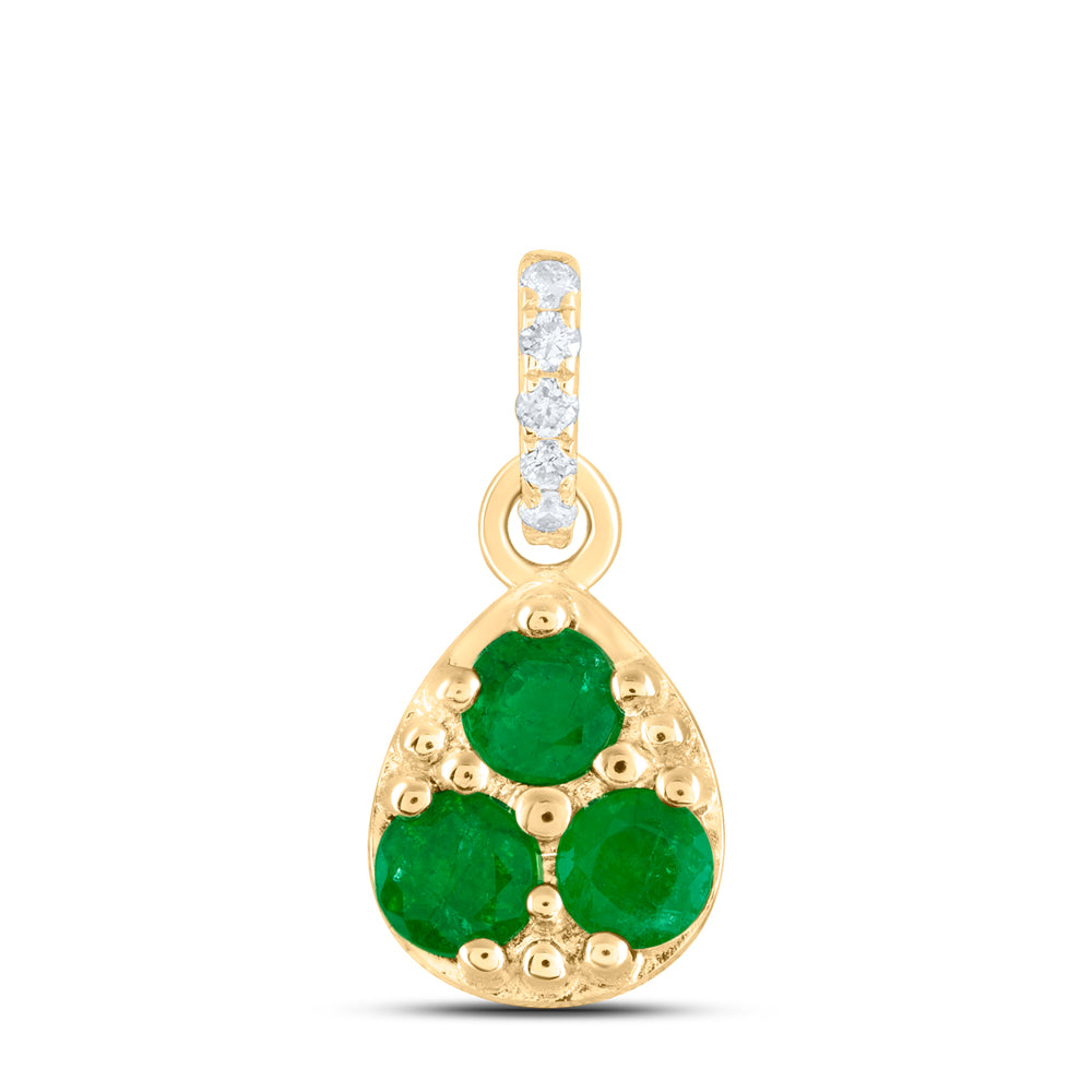14kt Yellow Or White Or Rose Gold Diamond Ana M and Round Natural Gem Pear Pendant
