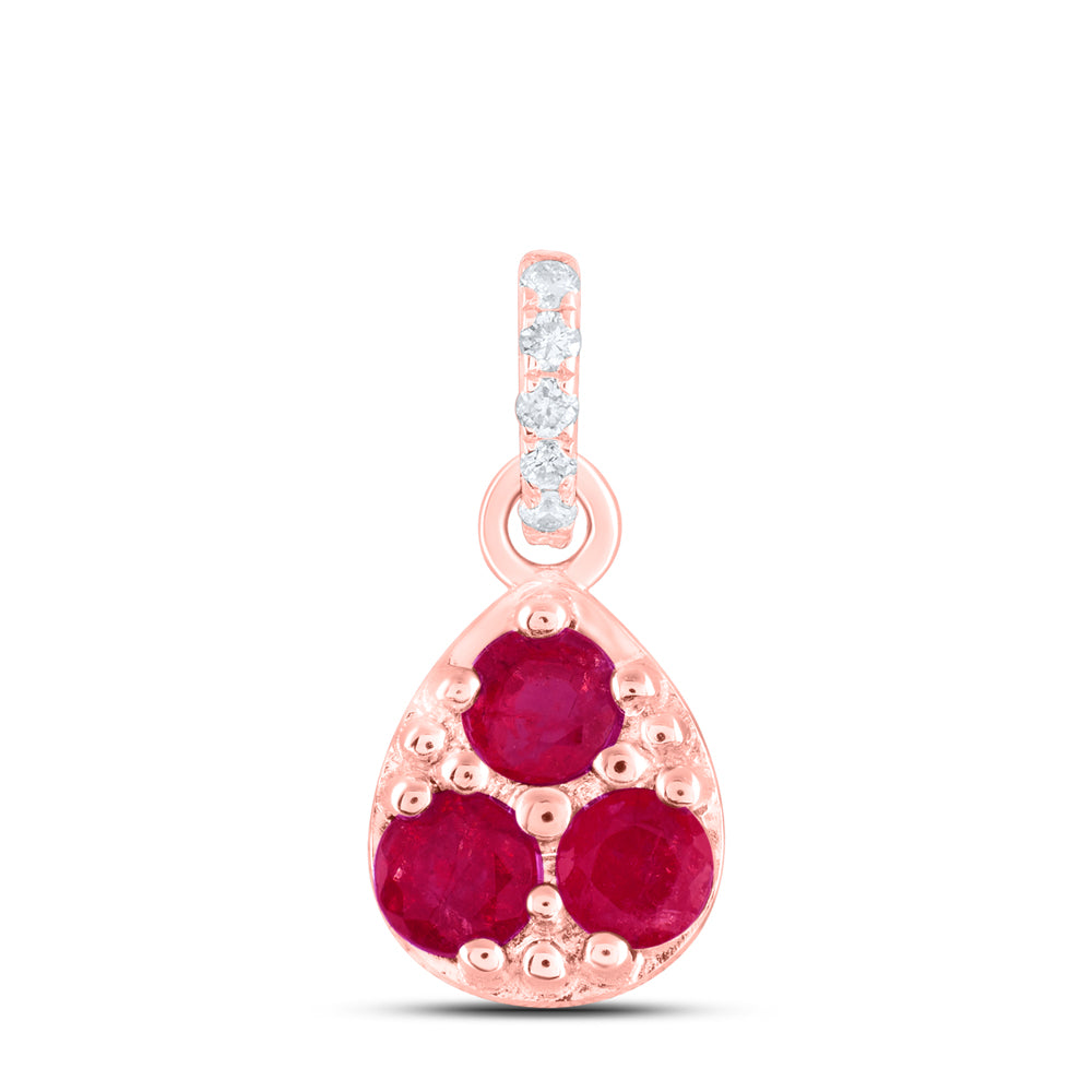 14kt Yellow Or White Or Rose Gold Diamond Ana M and Round Natural Gem Pear Pendant