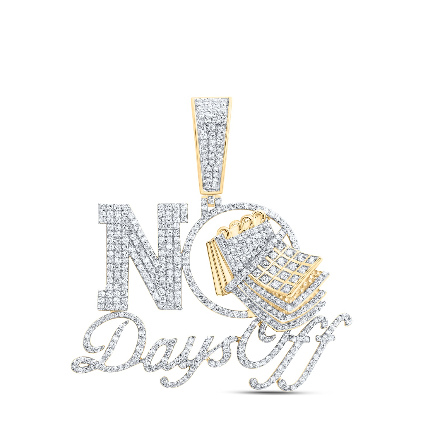 10kt Yellow Gold 1 3/4 Cttw Diamond " No Days Off" Mens Charm