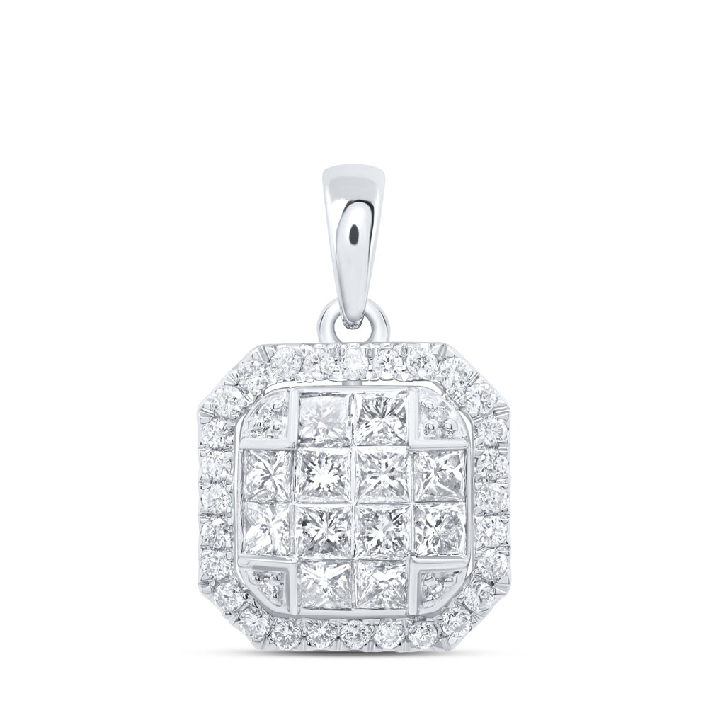 14kt White Gold 7/8 Cttw Diamond Fashion Octagon Pendant