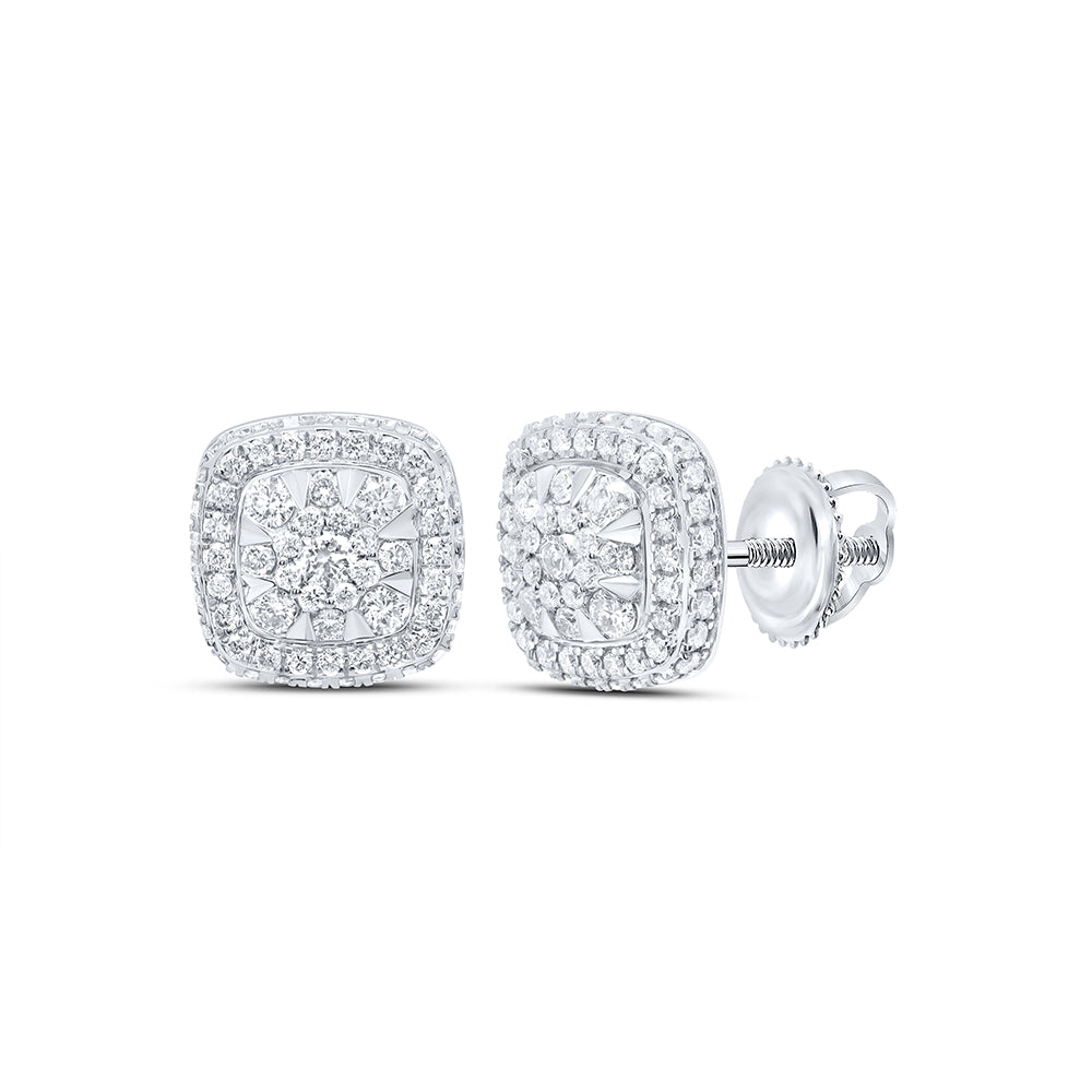 14K White Gold 3/4Ctw Natural Diamond Ana M Fashion Cushion Earring