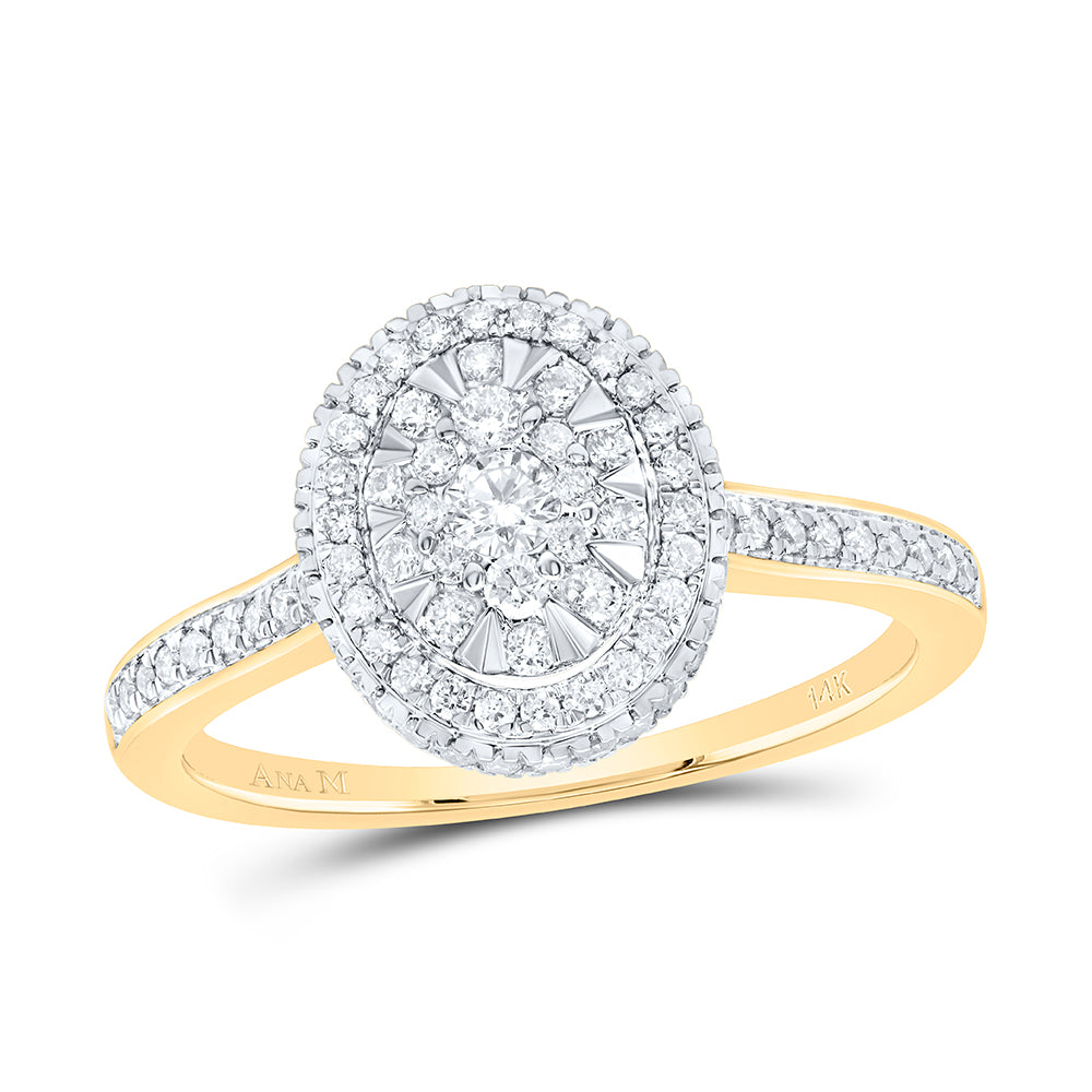 14kt Yellow Gold 1/2 Cttw Diamond Ana M Fashion Oval Wedding Engagement Anniversary Ring, Women Size: 5-9