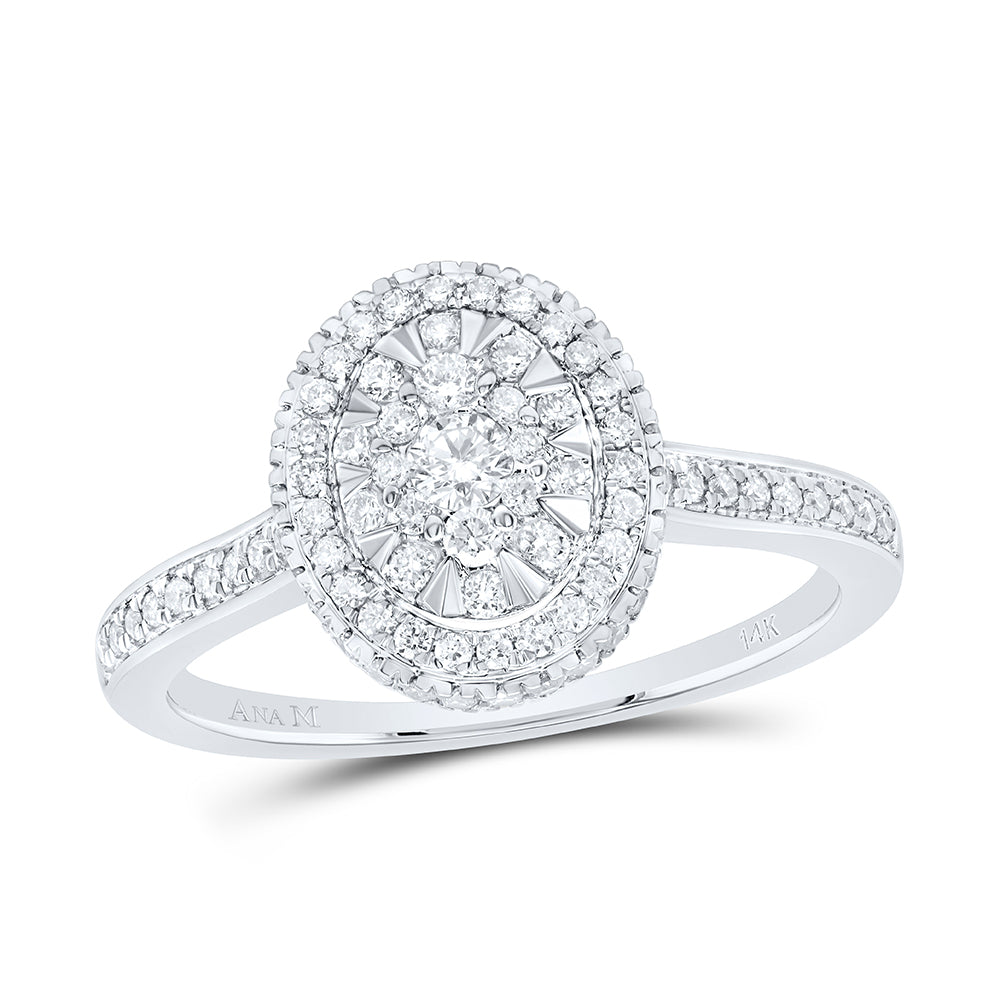 14kt White Gold 1/2 Cttw Diamond Ana M Fashion Oval Wedding Engagement Anniversary Ring, Women Size: 5-9