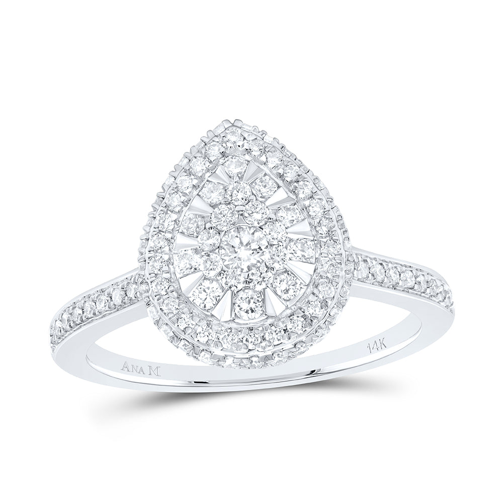 14kt White Gold 5/8 Cttw Diamond Ana M Fashion Pear Wedding Engagement Anniversary Ring, Women Size: 5-9