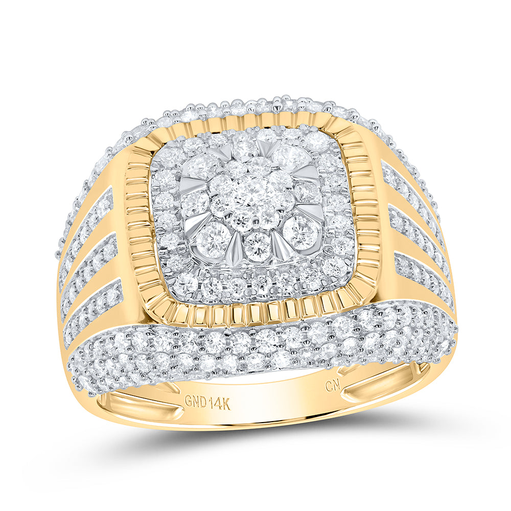 14kt Yellow Gold 1 3/4 Cttw Diamond Cushion Mens Ring, Men Size: 8-12
