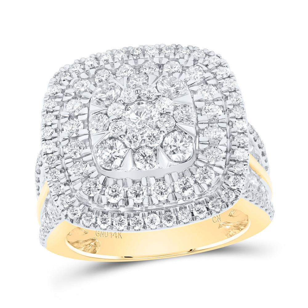 14kt Yellow Gold 3 Cttw Diamond Cushion Ladies Wedding Engagement Anniversary Ring, Women Size: 5-9