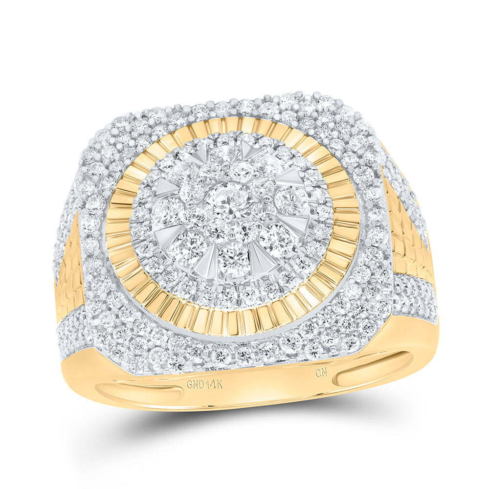14kt Yellow Gold 1 1/2 Cttw Diamond Octagon Mens Ring, Men Size: 8-12