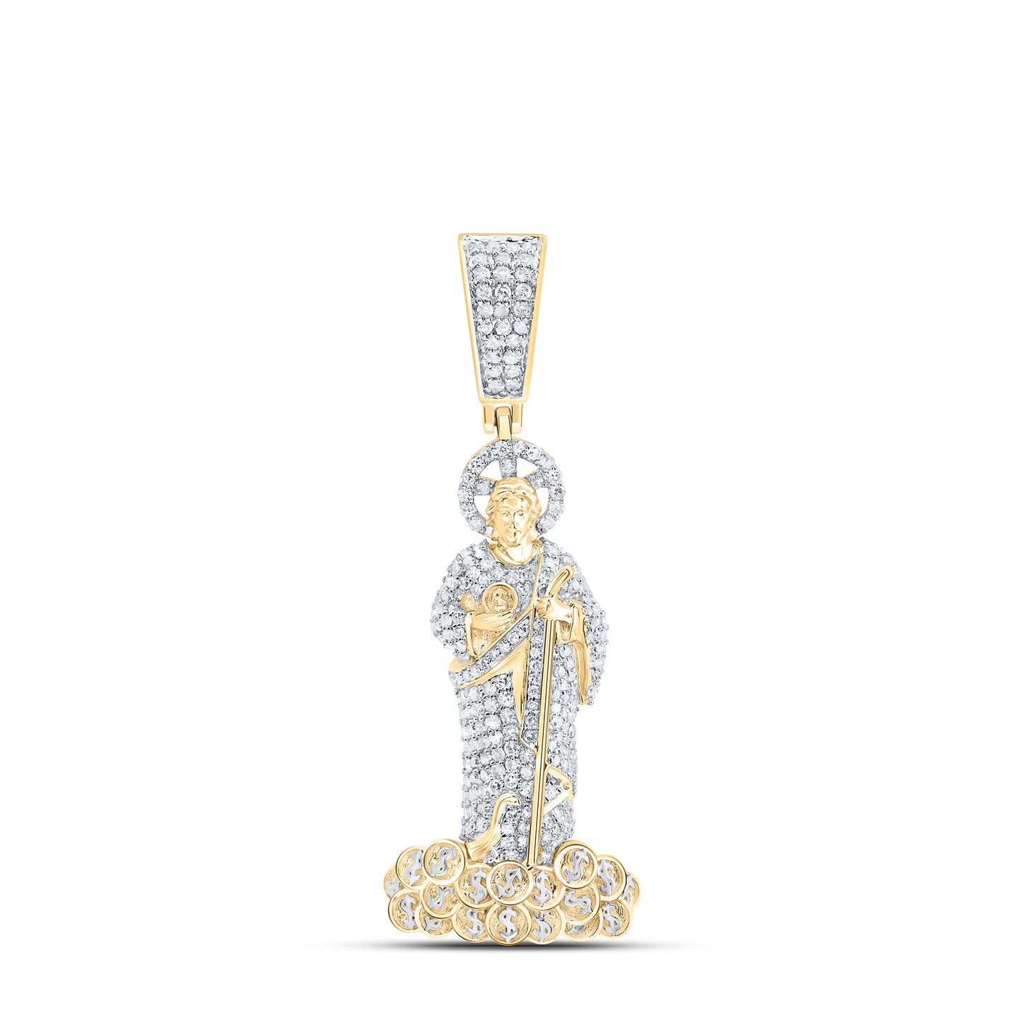 10kt Yellow Gold 1 1/5 Cttw Diamond St. Jude Mens Charm