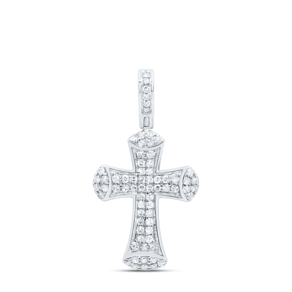 10kt White Gold 3/8 Cttw Diamond Cross Pendant