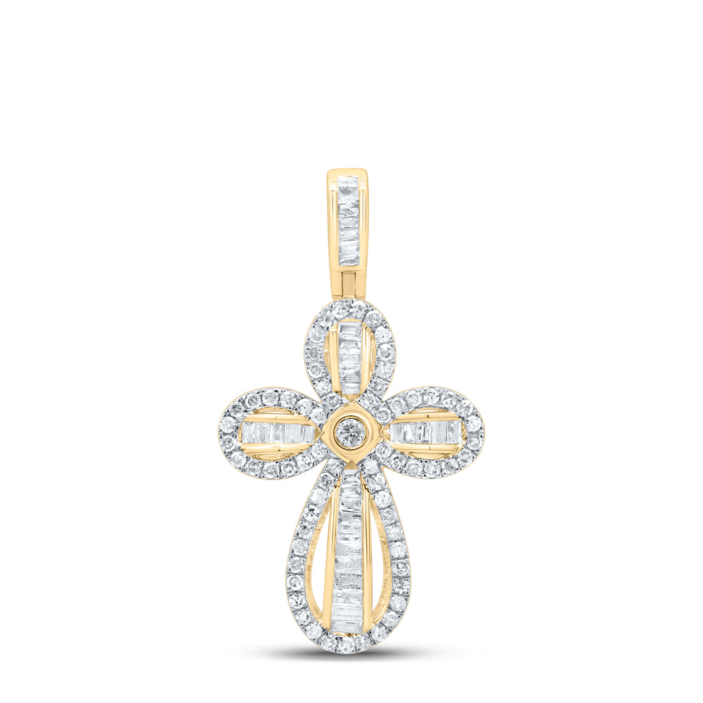 10kt Yellow Gold 5/8 Cttw Diamond Cross Pendant