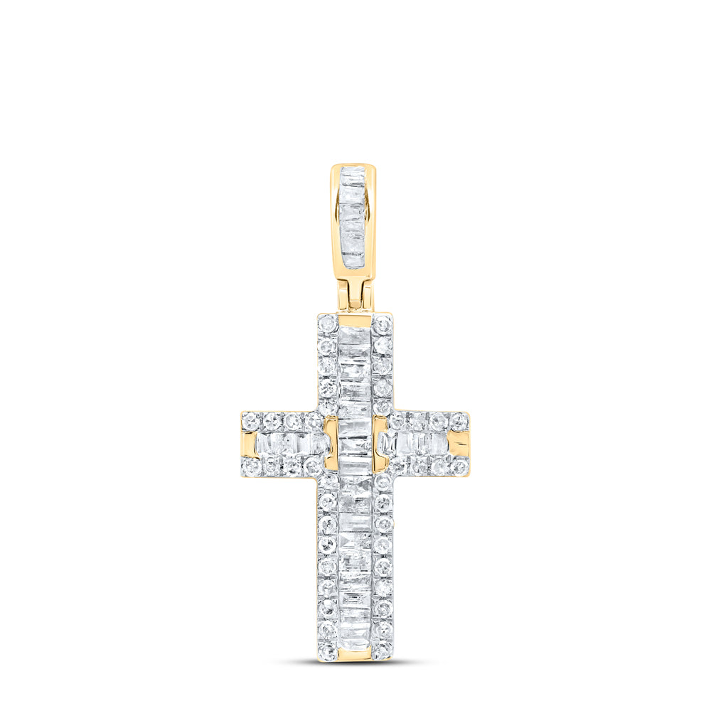 10kt Yellow Gold 1/2 Cttw Diamond Cross Pendant