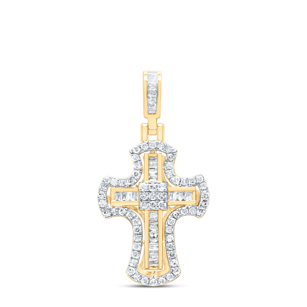 10kt Yellow Gold 1/2 Cttw Diamond Cross Pendant