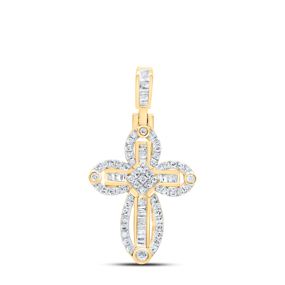10kt Yellow Gold 1/2 Cttw Diamond Cross Pendant