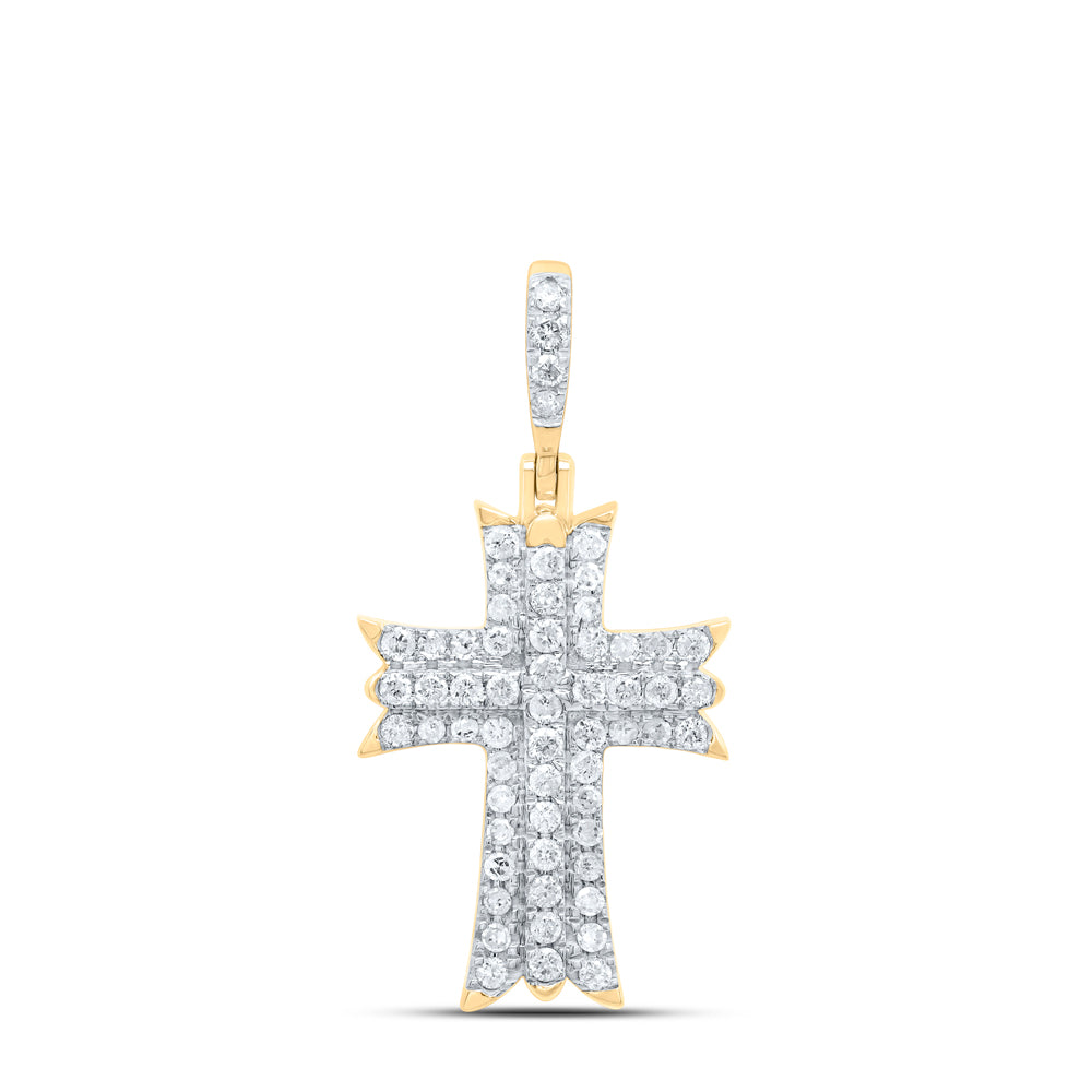 10kt Yellow Gold 1/2 Cttw Diamond Cross Pendant
