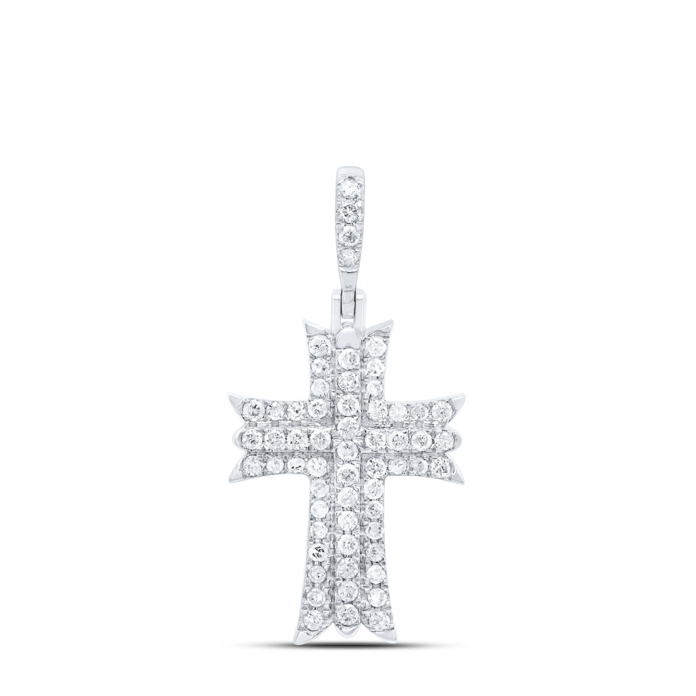 10kt White Gold 1/2 Cttw Diamond Cross Pendant
