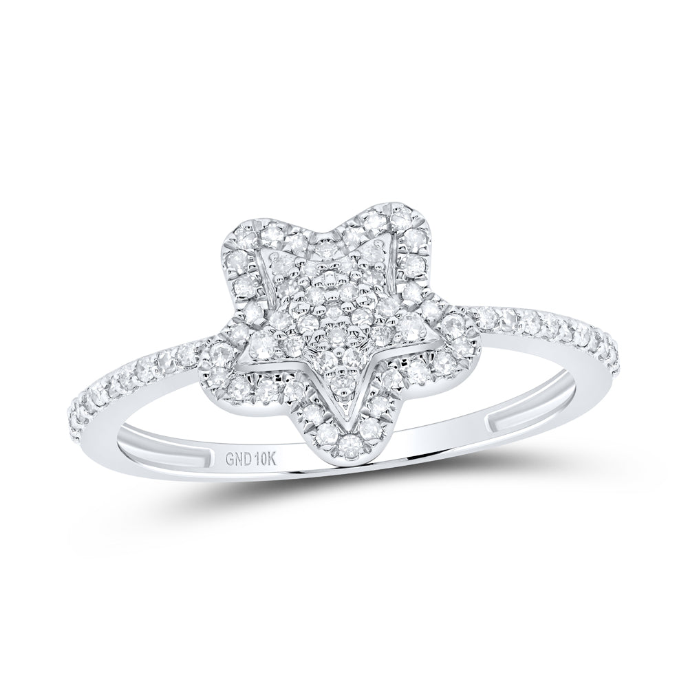 10K White Gold 1/4 Ctw Diamond Star Ring, Womens Size: 5-9