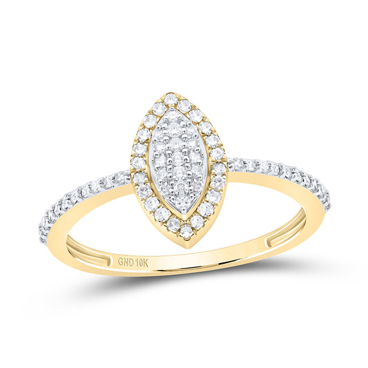 10kt Yellow Gold 1/5 Cttw Natural Diamond Marquise Wedding Engagement Anniversary Ring, Women Size: 5-9