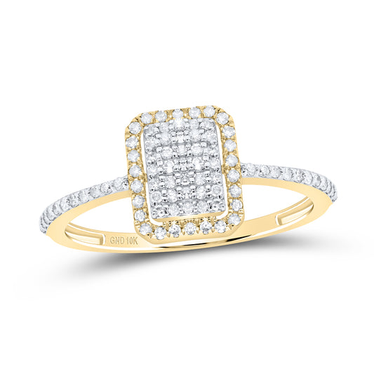 10kt Yellow Gold 1/4 Cttw Diamond Emerald Wedding Engagement Anniversary Ring, Women Size: 5-9