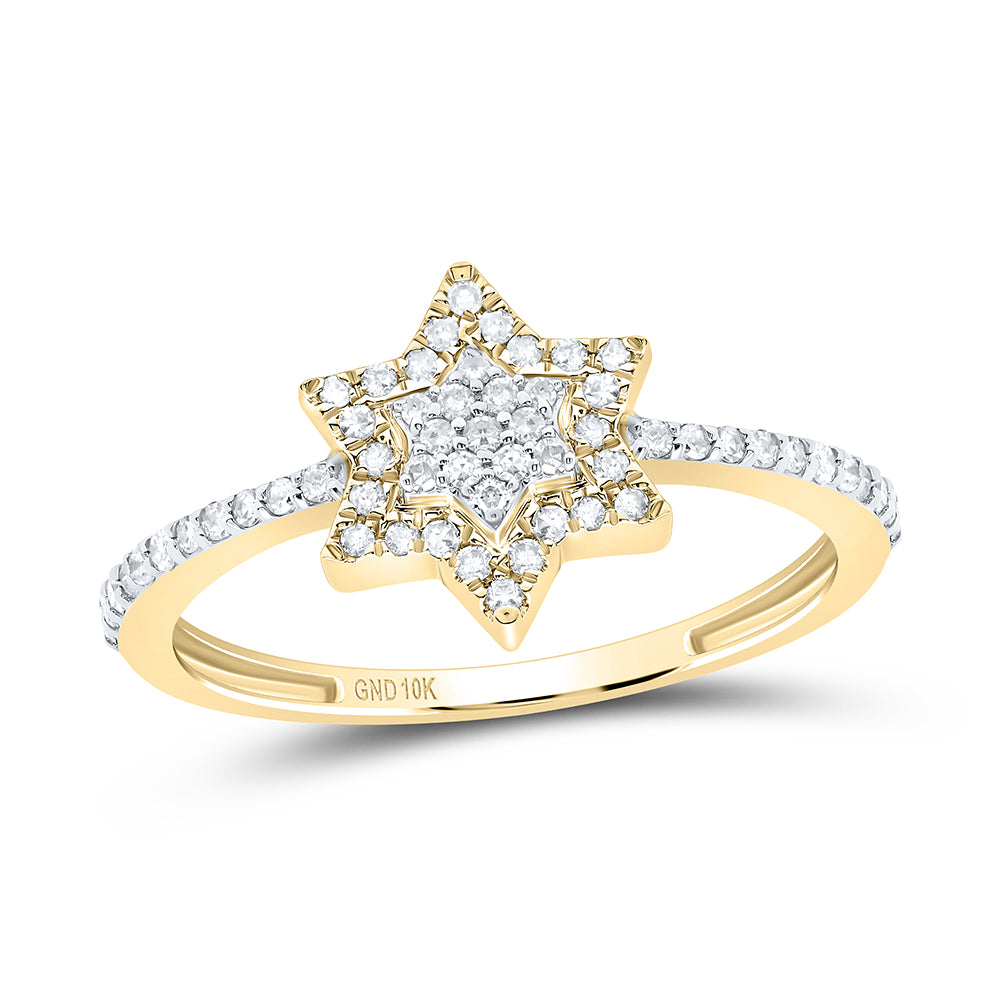 10kt Yellow Gold 1/5 Cttw Natural Diamond Star Wedding Engagement Anniversary Ring, Women Size: 5-9