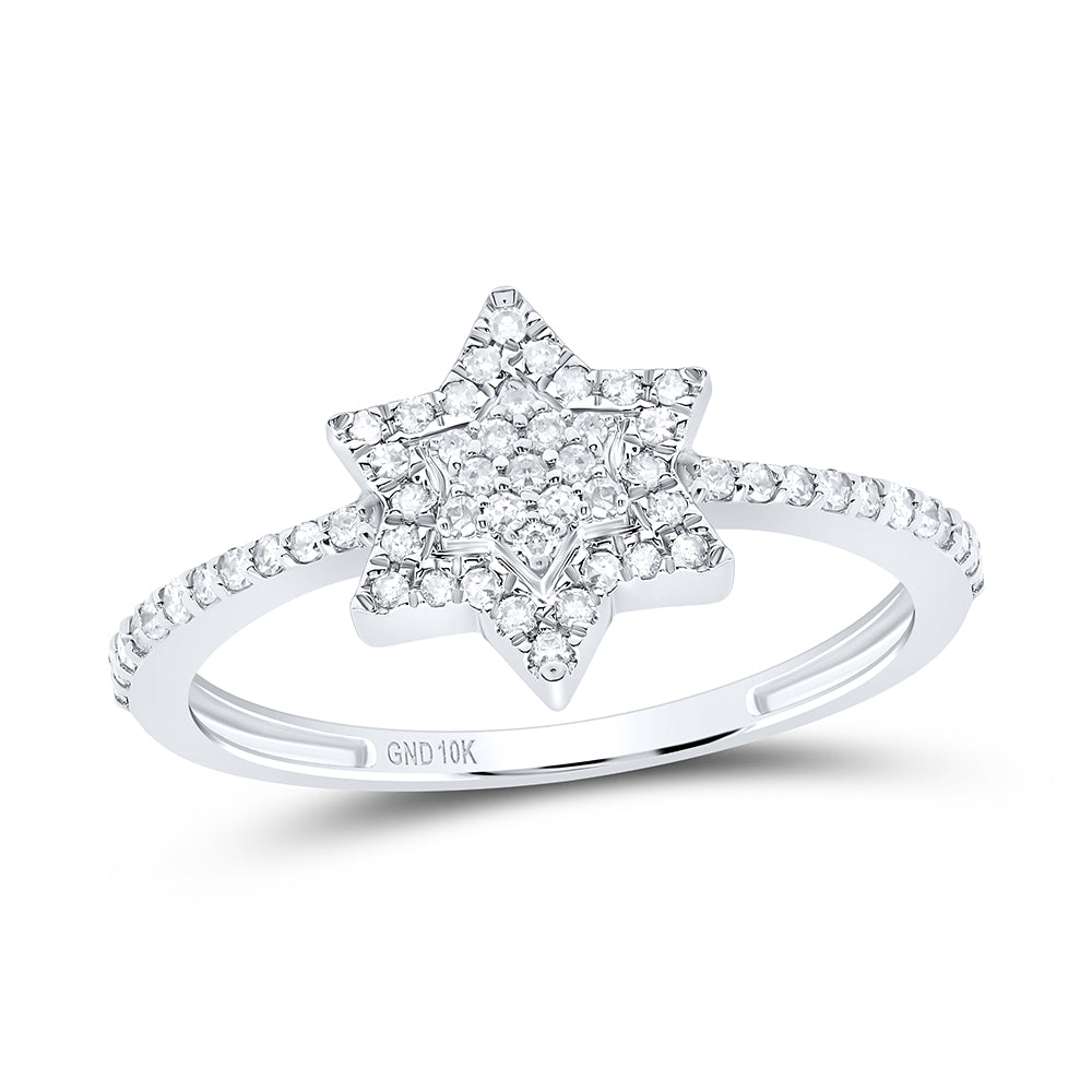 10kt White Gold 1/5 Cttw Diamond Star Wedding Engagement Anniversary Ring, Women Size: 5-9