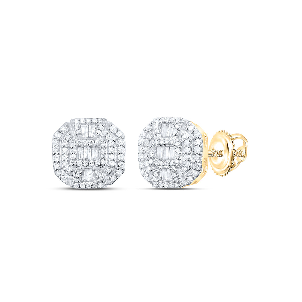 10kt Yellow Gold 1/2 Cttw Diamond Octagon Stud Earring