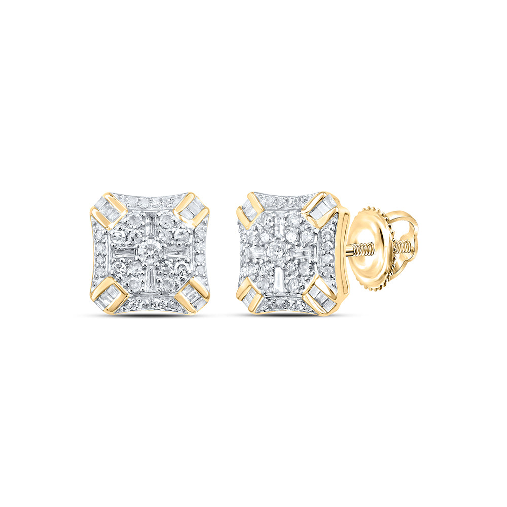 10kt Yellow Gold 1/2 Cttw Diamond Square Stud Earring