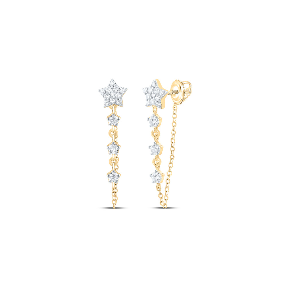 10kt Yellow Gold 1/3 Cttw Diamond Fashion Twinkle Star Earring