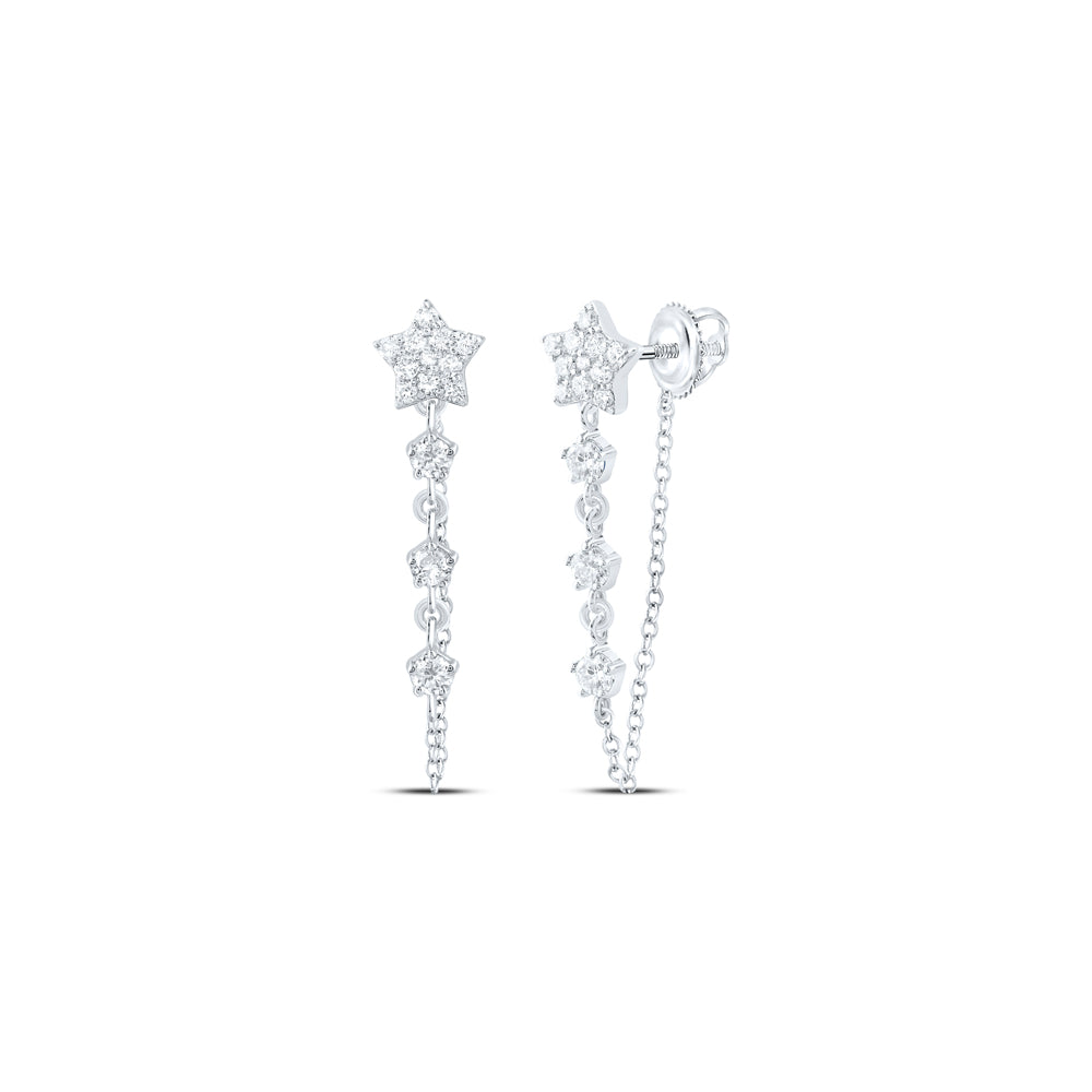 10kt White Gold 1/3 Cttw Diamond Fashion Twinkle Star Earring