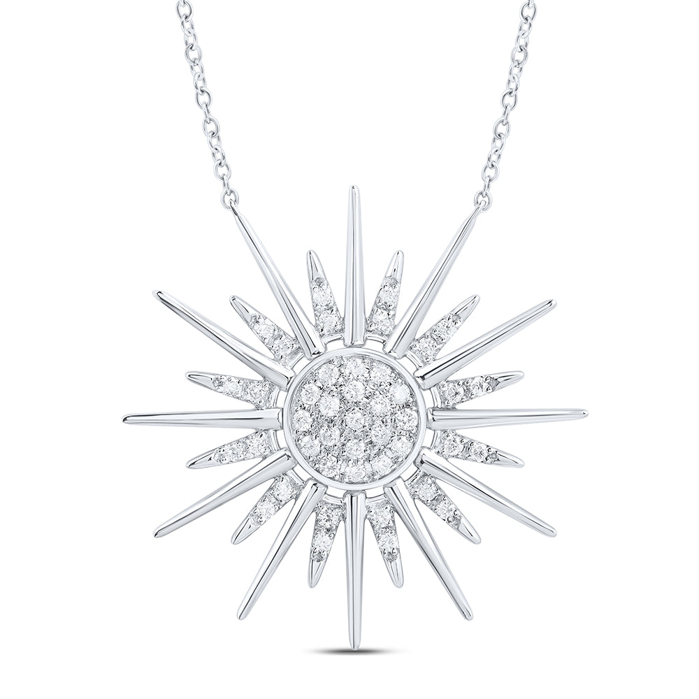 10kt White Gold 1/4 Cttw Natural Diamond Fashion Twinkle Necklace, Length: 18 Inch