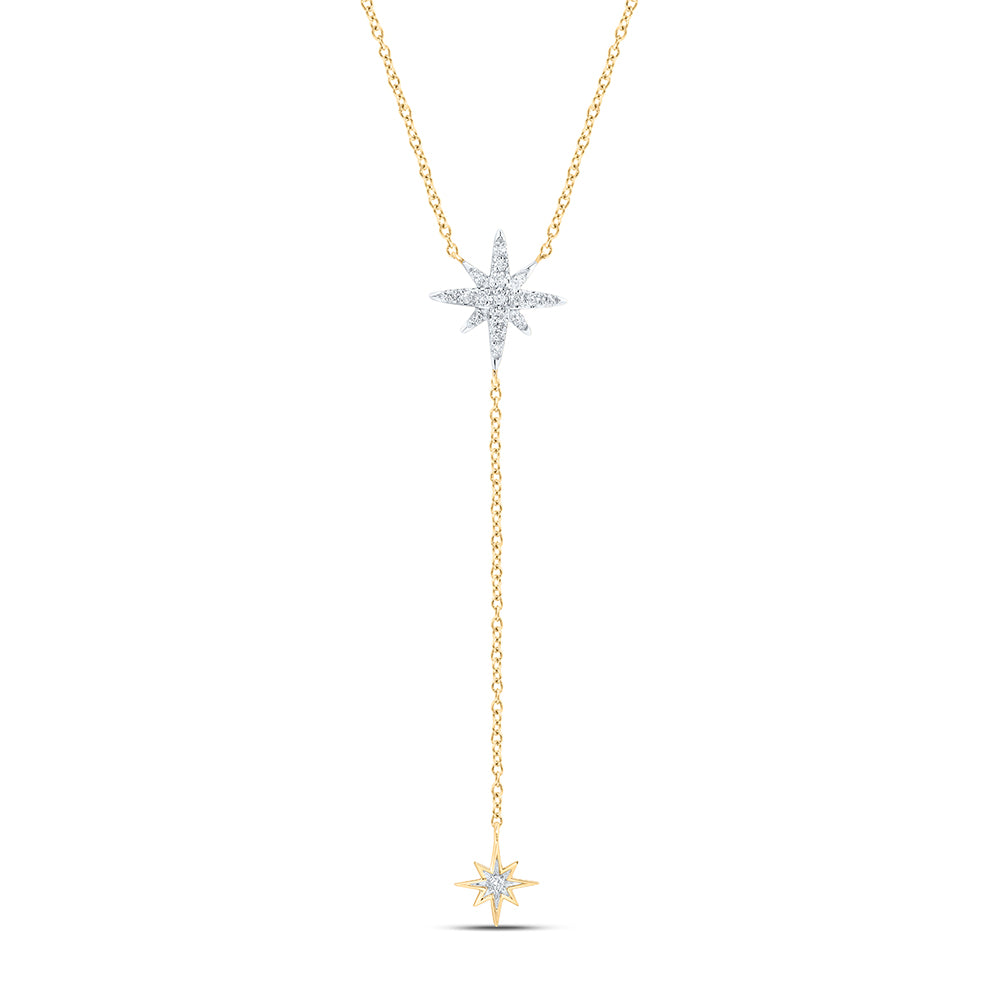 10kt Yellow Gold 1/10 Cttw Diamond Fashion Twinkle Star Necklace, Length: 18 Inch