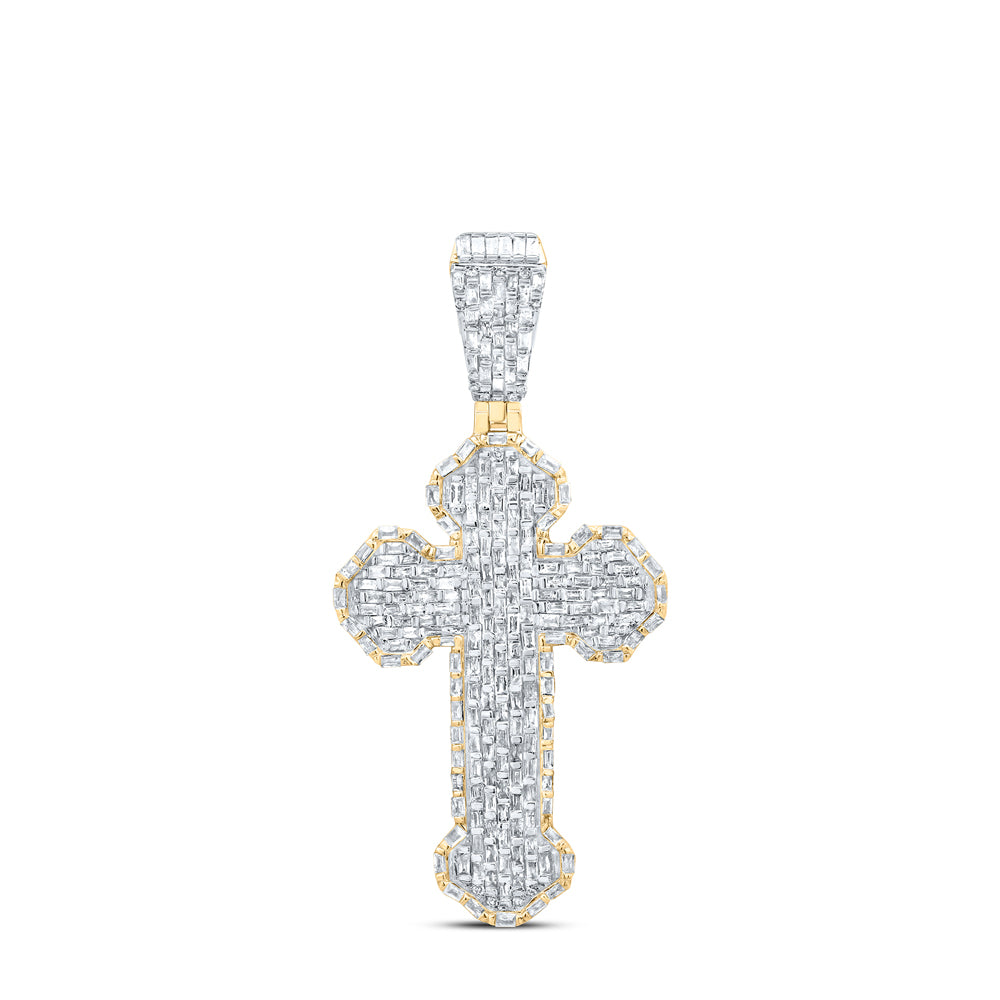 10kt Yellow Gold 2 3/8 Cttw Diamond Cross Mens Charm