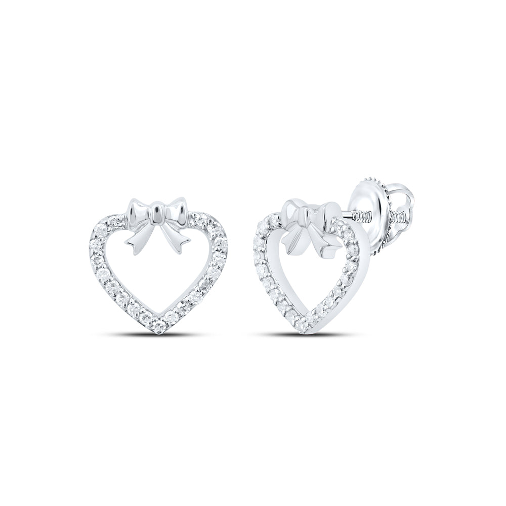 10kt Yellow Or White Or Rose Gold Diamond Heart Earring