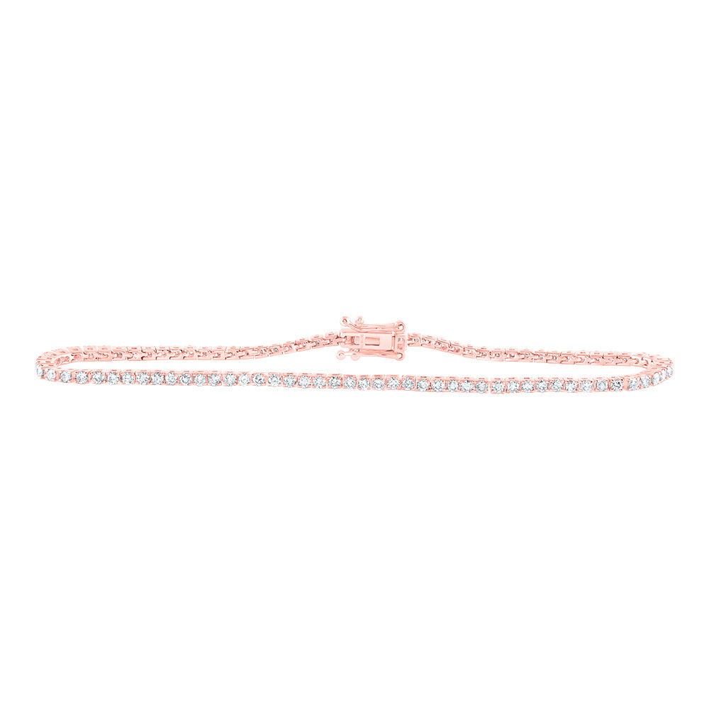10kt Rose Gold 2 1/3 Cttw Diamond Tennis Bracelet, Length: 7 Inch