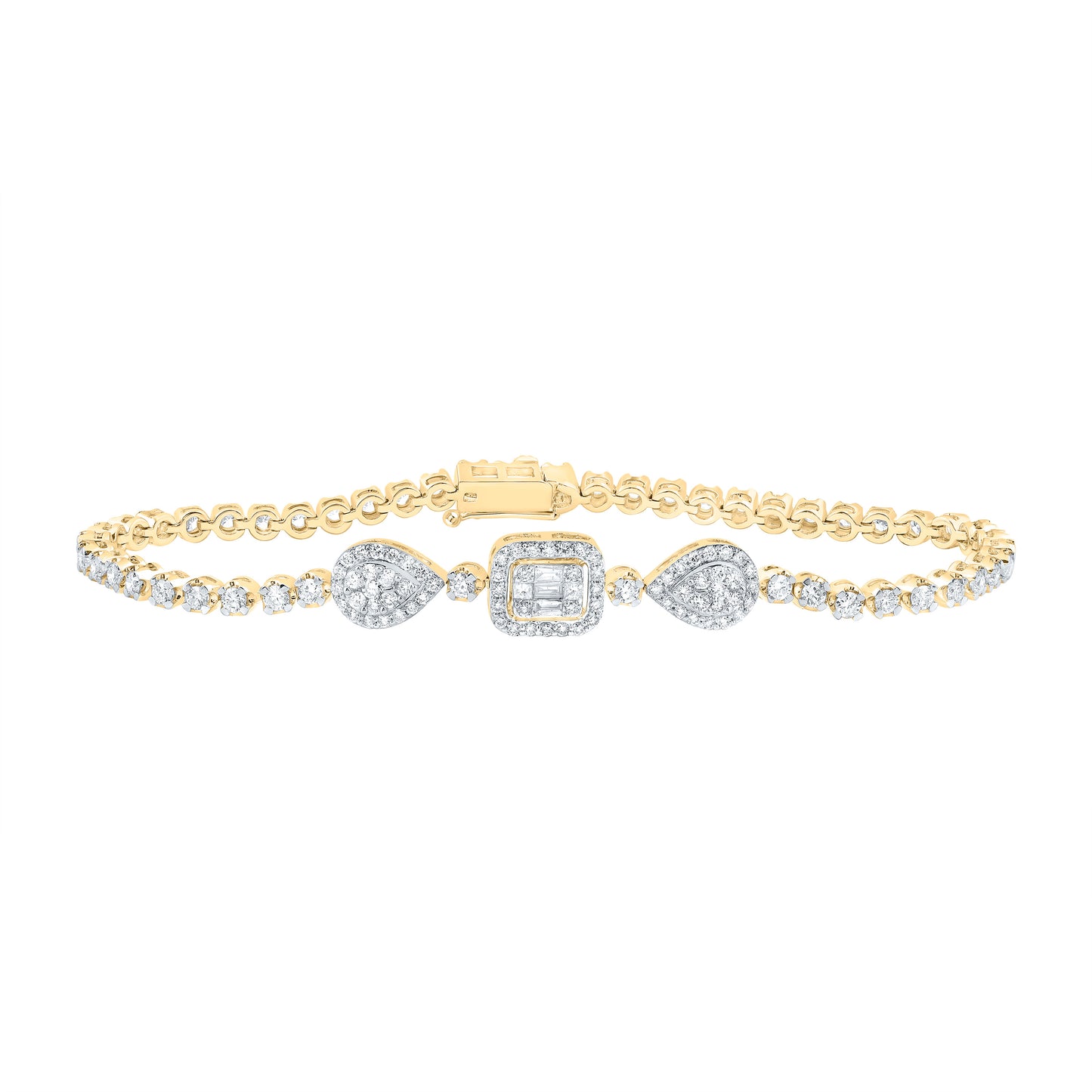 14kt Yellow Gold 2 1/4 Cttw Diamond Ana M Fashion Bracelet, Length: 7 Inch