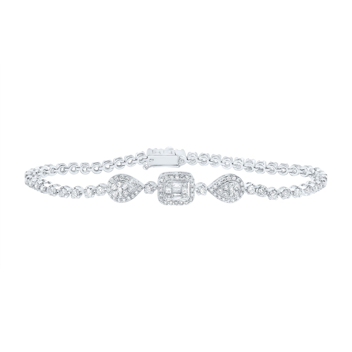 14kt White Gold 2 1/4 Cttw Diamond Ana M Fashion Bracelet, Length: 7 Inch