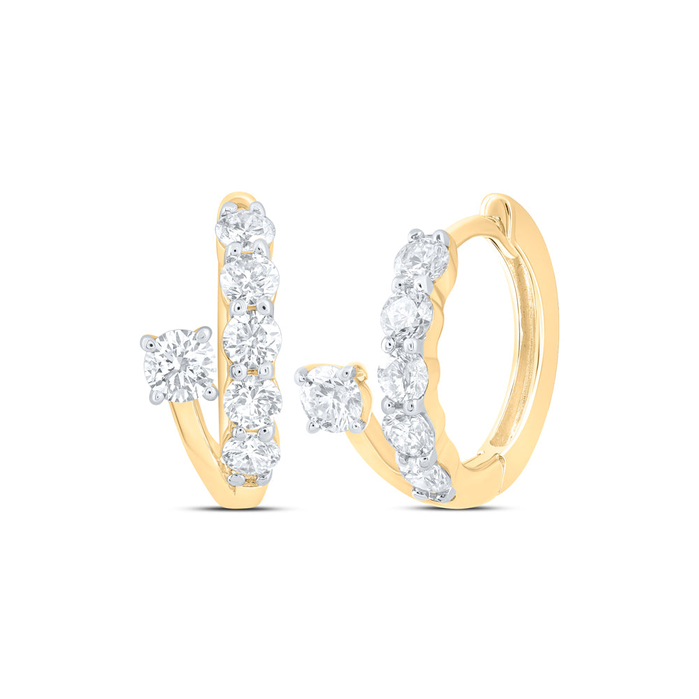 14kt Yellow Gold 3/4 Cttw Diamond Ana M Fashion Hoops Earring