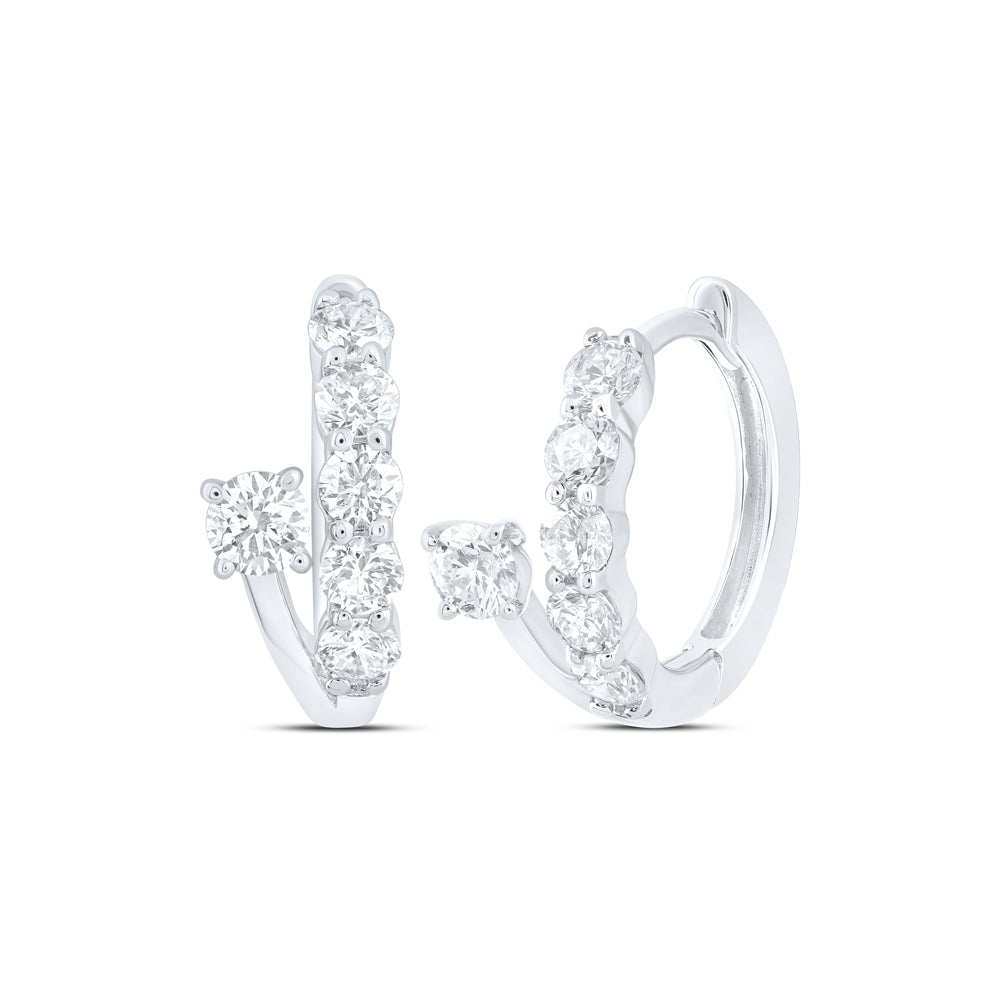 14kt White Gold 3/4 Cttw Diamond Ana M Fashion Hoops Earring