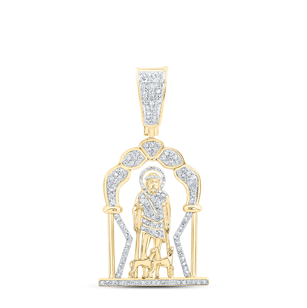 10kt Yellow Gold 3/4 Cttw Diamond Lazaro Mens Charm
