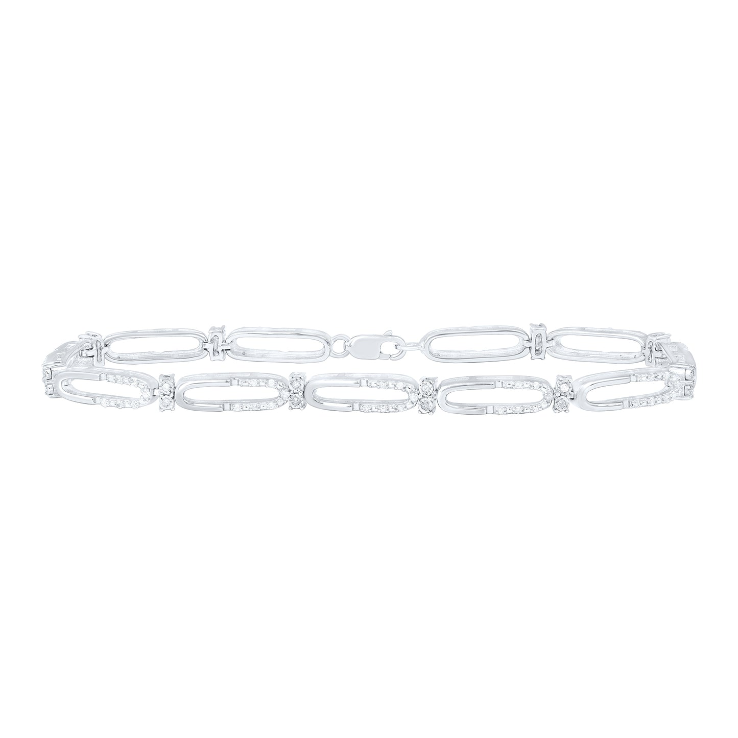 Sterling Silver 3/8 Cttw Diamond Bracelet, Length: 7 Inch