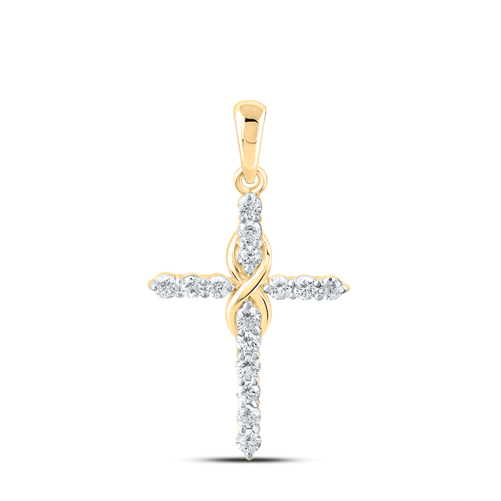 10kt Yellow Gold 1/2 Cttw Diamond Fashion Cross Pendant
