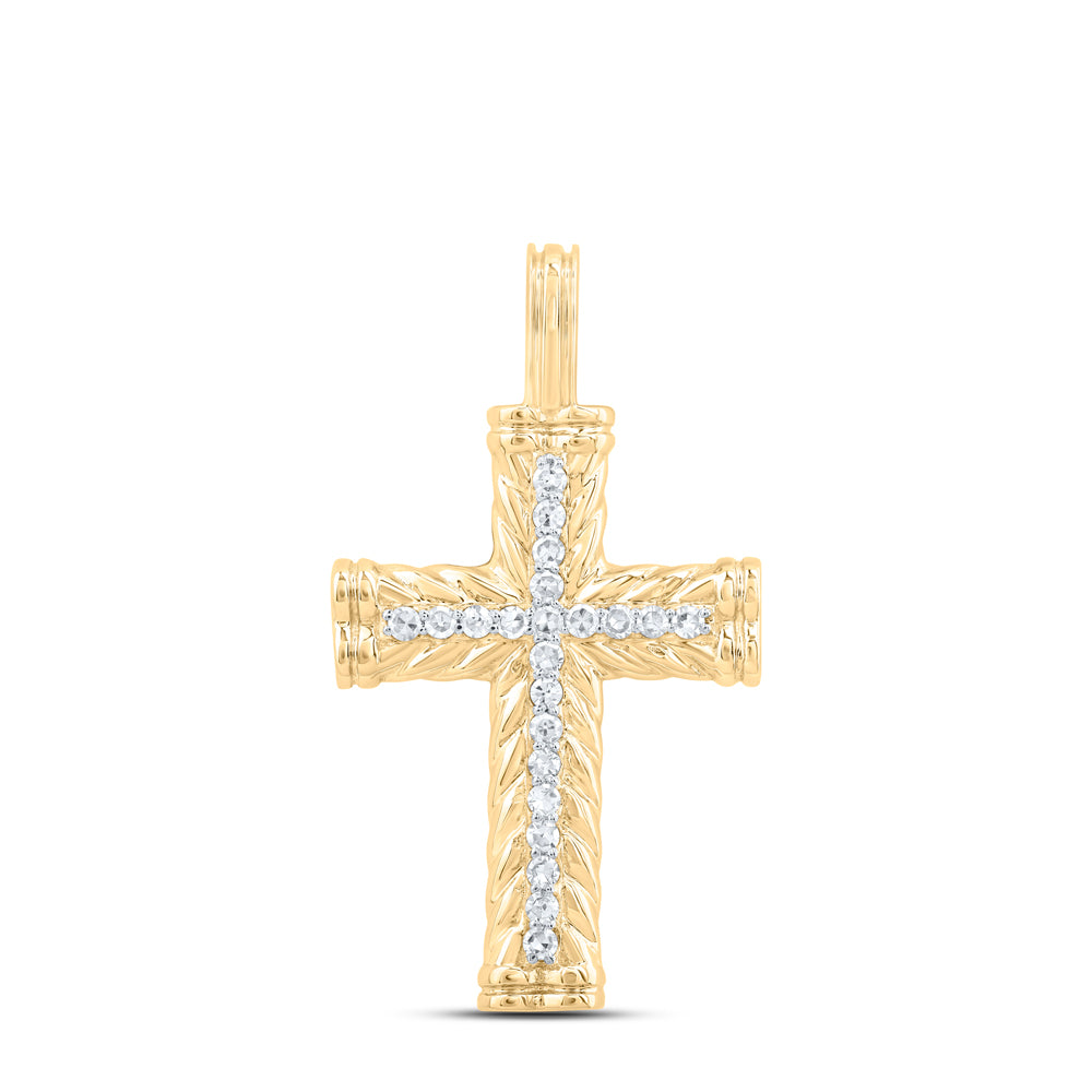 10kt Yellow Gold 1/10 Cttw Diamond Cross Pendant
