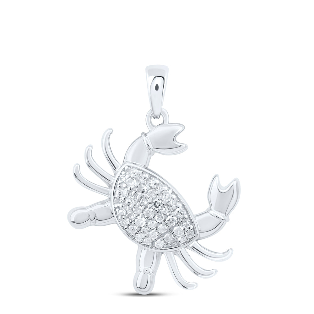 Sterling Silver 1/5 Cttw Diamond Crab Pendant