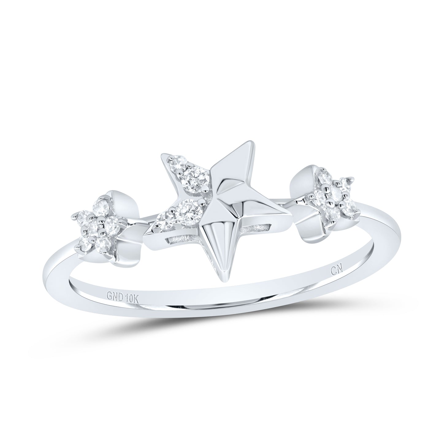 10kt White Gold 1/10 Cttw Diamond Star Wedding Engagement Anniversary Ring, Women Size: 5-9