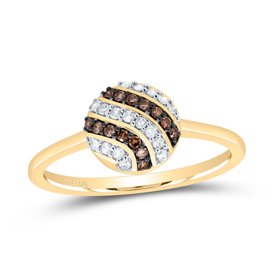 10kt Yellow Gold 1/5 Cttw Diamond Cognac Natural Wedding Engagement Anniversary Ring, Women Size: 5-9