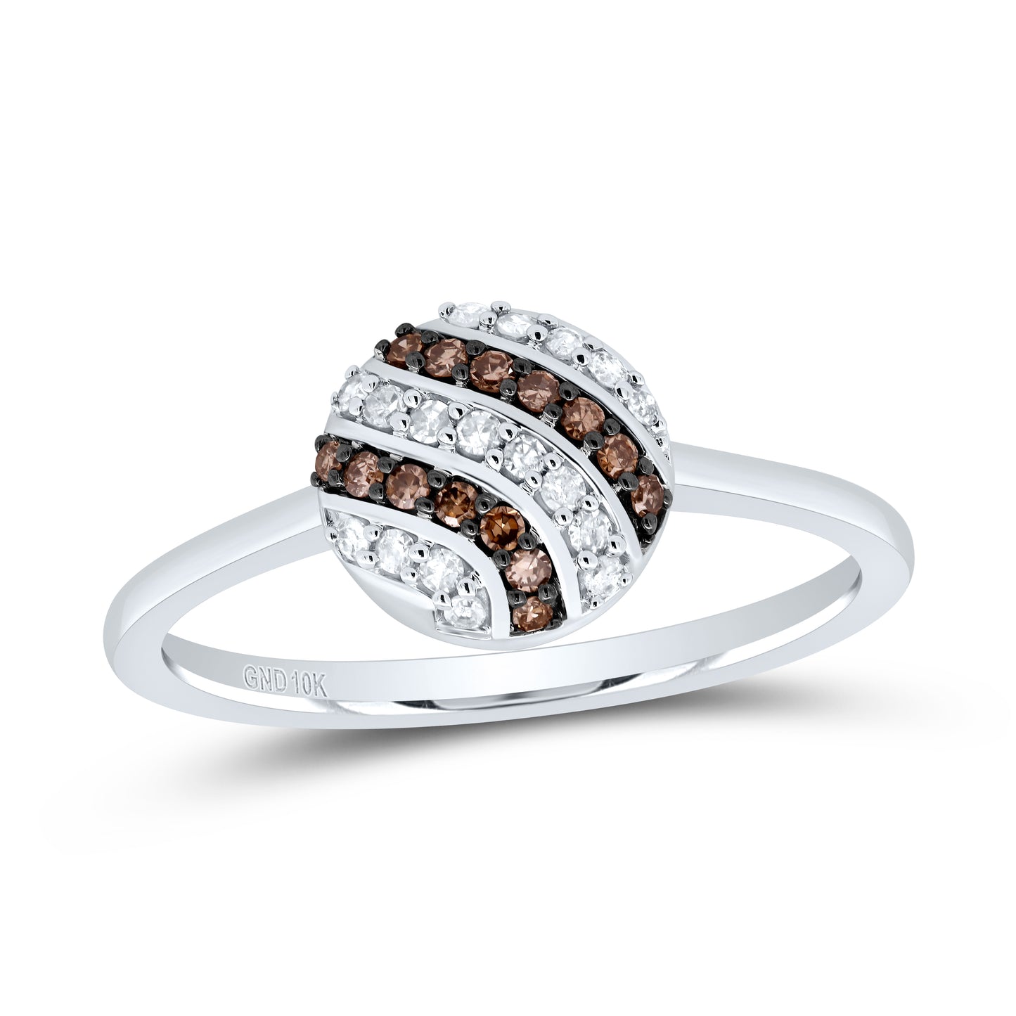 10kt White Gold 1/5 Cttw Diamond Cognac Natural Wedding Engagement Anniversary Ring, Women Size: 5-9