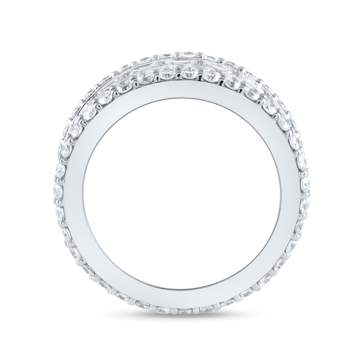 18Kt White Gold 4 7/8 Ctw Natural Diamond Emerald Anniversary Band, Womens Size: 5-9