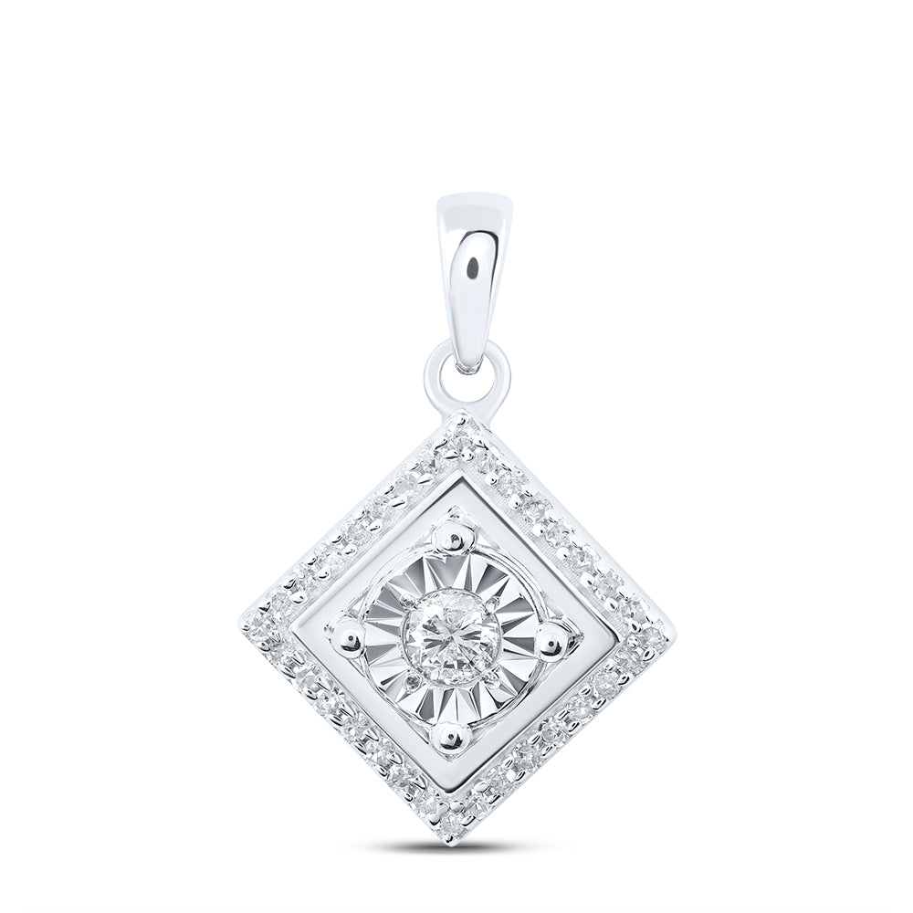 Sterling Silver 1/4 Cttw Diamond Square Pendant