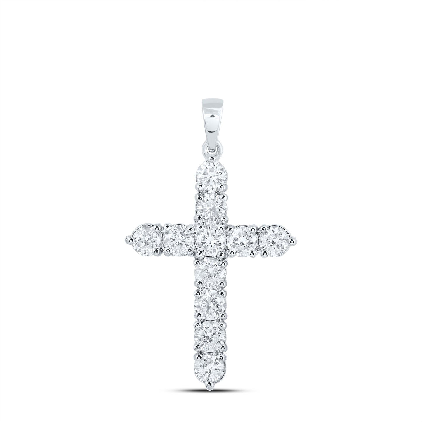 14kt White Gold 1 1/2 Cttw Diamond Ana M Fashion Cross Pendant